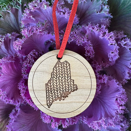 State of Maine Wooden Knit  Ornament