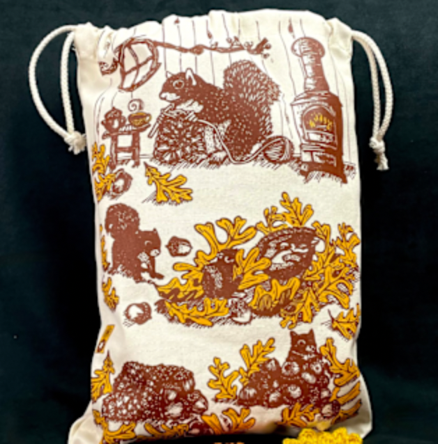 Squirrel Crochet Drawstring Bag