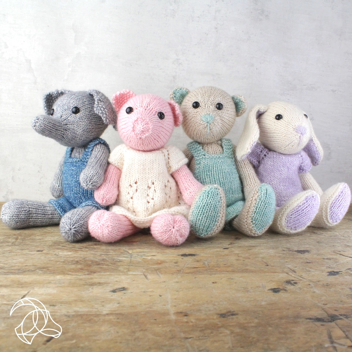 Knitted Animal Kit with Clothes Mother of Purl Yarn Shop