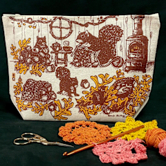 Squirrel Crochet Large Zip Pouch