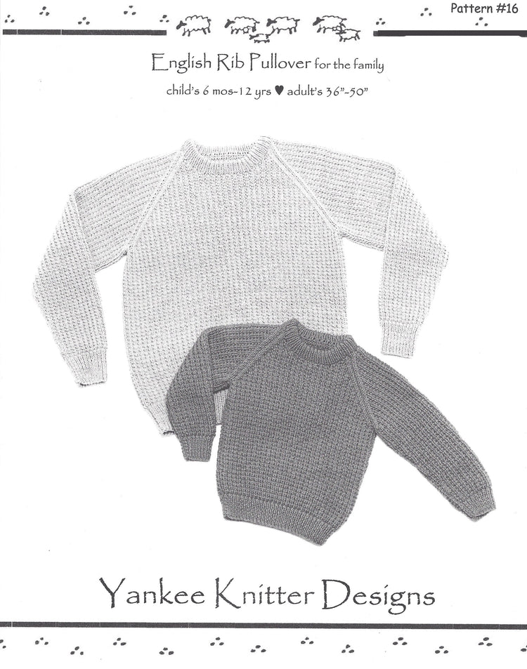 Yankee Knitter English Rib Pullover Pattern #16