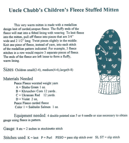 Child's Uncle Chubbs Mittens Pattern