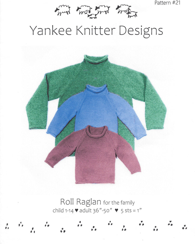Yankee Knitter Roll Raglan Pattern #21