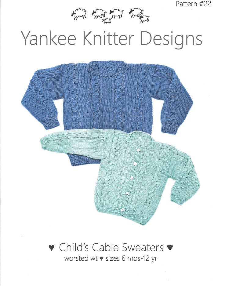 Yankee Knitter Child's Cable Sweaters Pattern #22