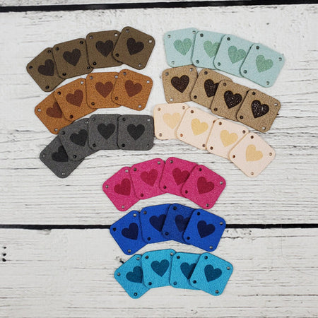 Faux Suede Heart Square Tag Sets